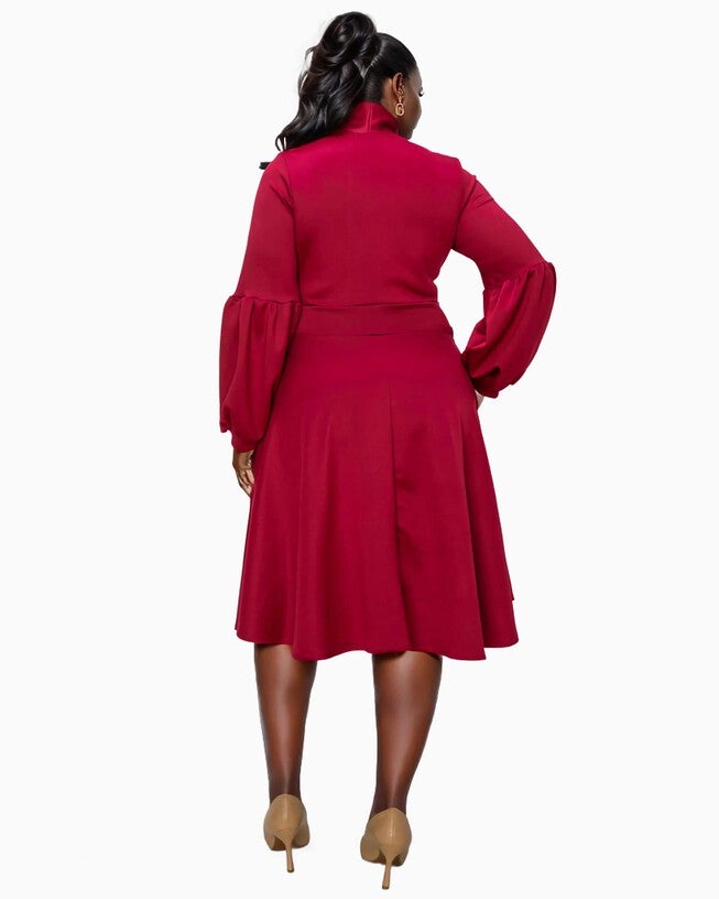 Bekah Flare Pocket Dress- Red, , alternate image number null