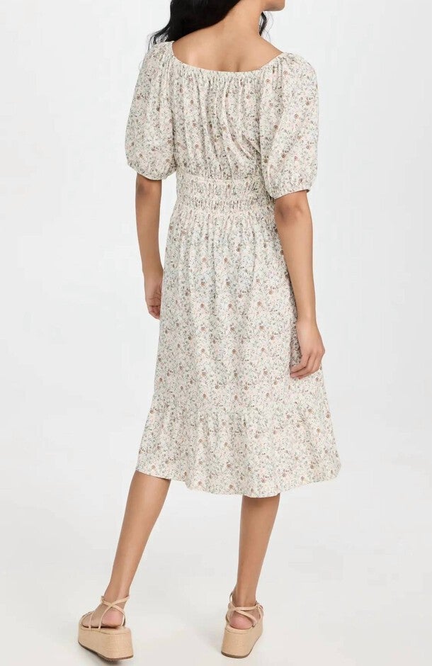 FABIA SHIRRED MIDI DRESS IN MEADOW, , alternate image number null