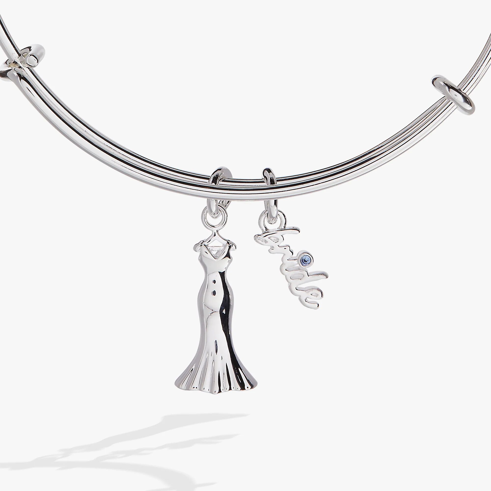 Bridal Gown Duo Charm Bangle, Silver / Silver, alternate image number 1