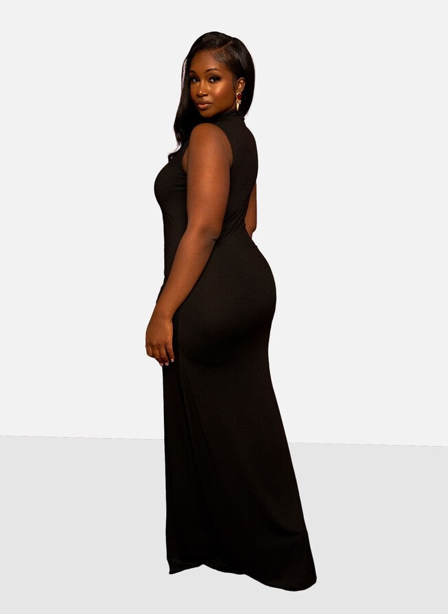 Gloria Mesh Bodice Maxi Dress, Black / Black, alternate image number 2