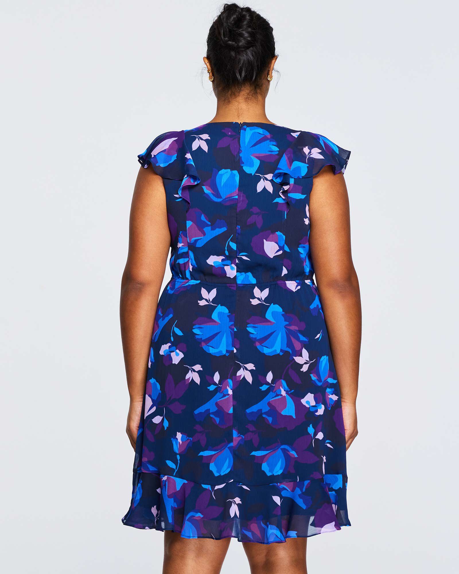 Midnight Blue Blossom Knee Length Dress, , alternate image number 8