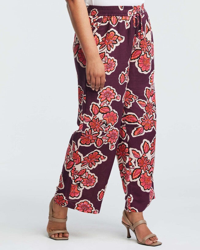 Jasmin Linen Blend Floral Tie Pant, , alternate image number null