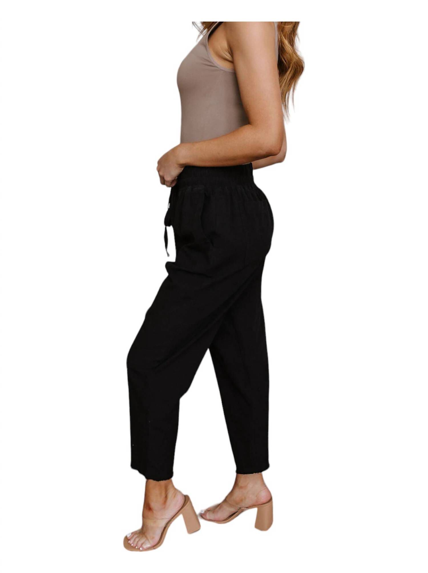LOVE ME DEARLY HIGH WAISTED PANTS, Black / Black, alternate image number 2