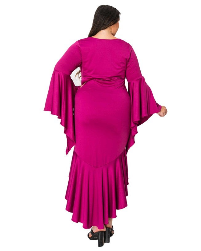 magenta flowy dress Magenta Flowy Satin Dress