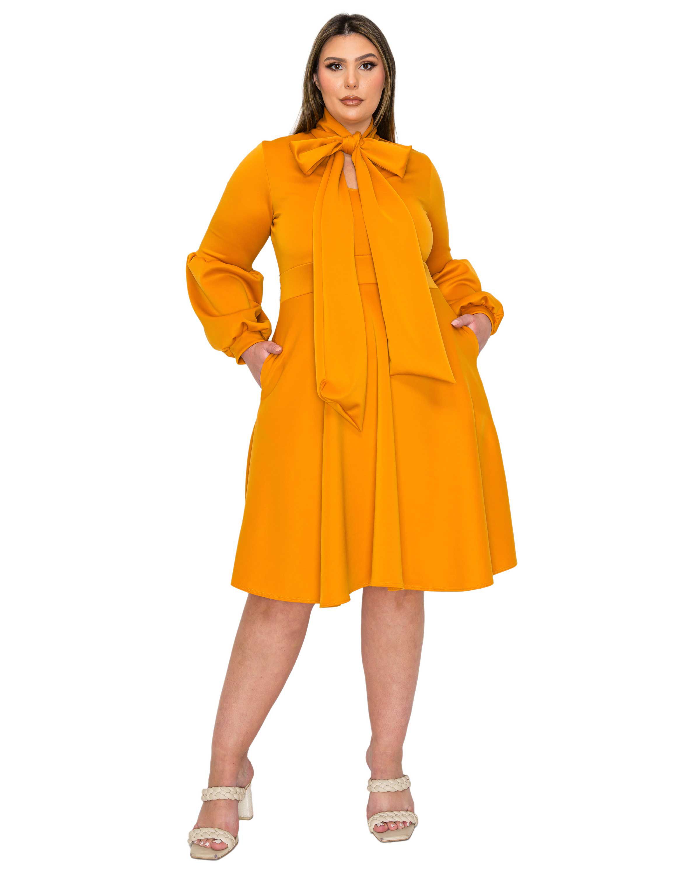 Bekah Flare Pocket Dress, Mustard / Mustard, hi-res image number 0