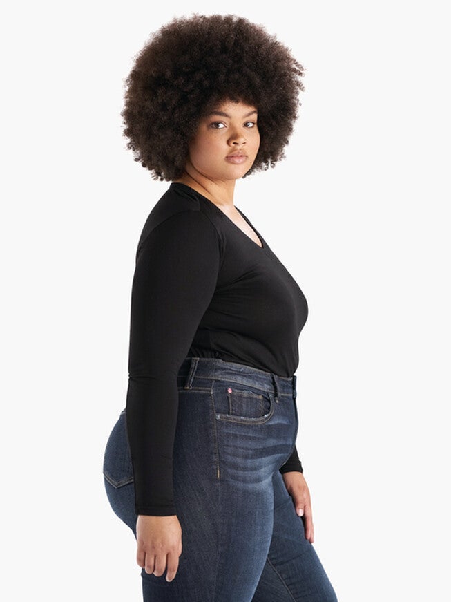 V Neck Long Sleeve T-shirt, , alternate image number 6