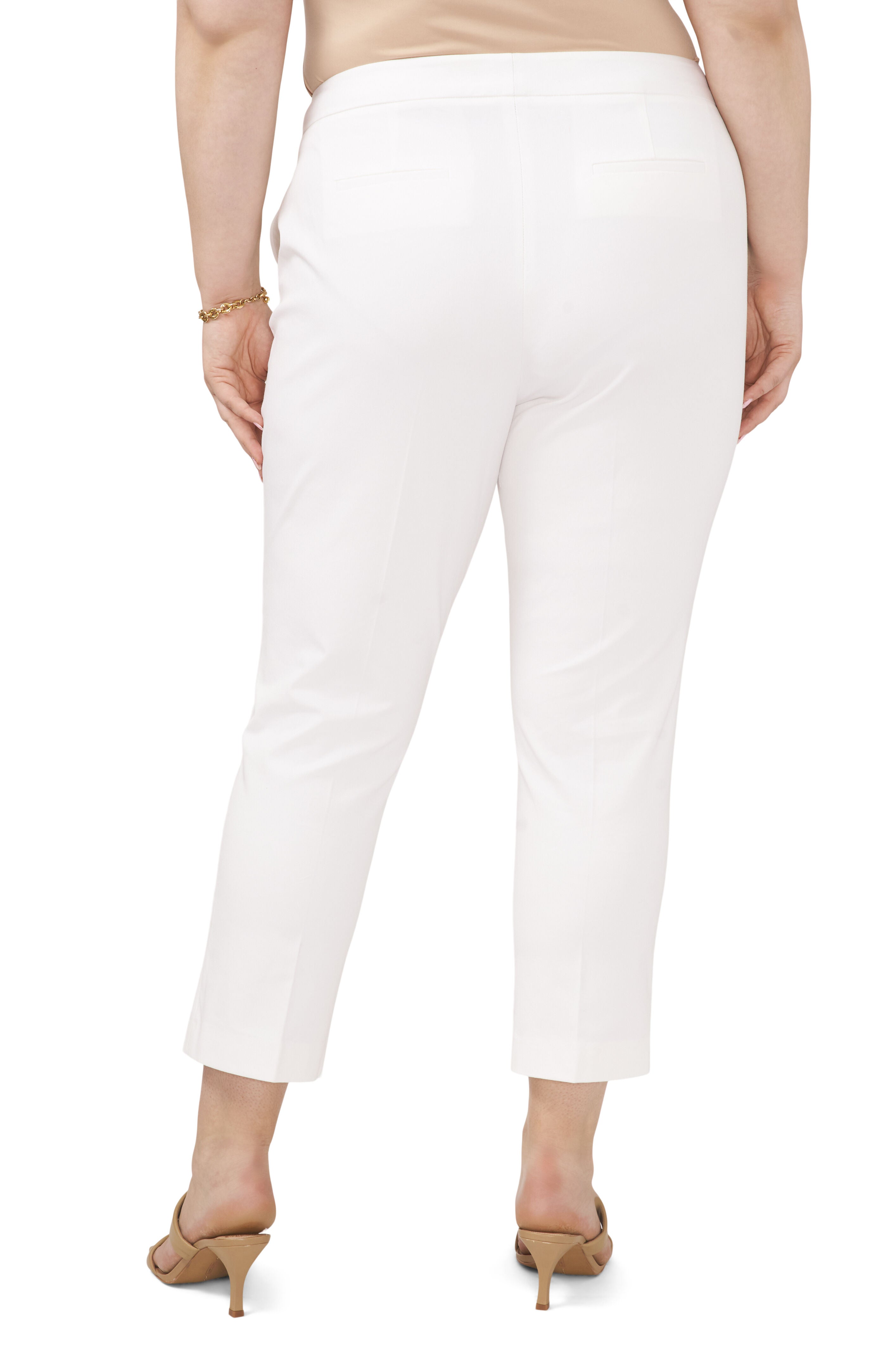 Front Zip Slim Leg Bi-Stretch Twill Pant, Ultra White / White, alternate image number 1