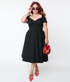 Unique Vintage Black Sweetheart Midge Swing Dress