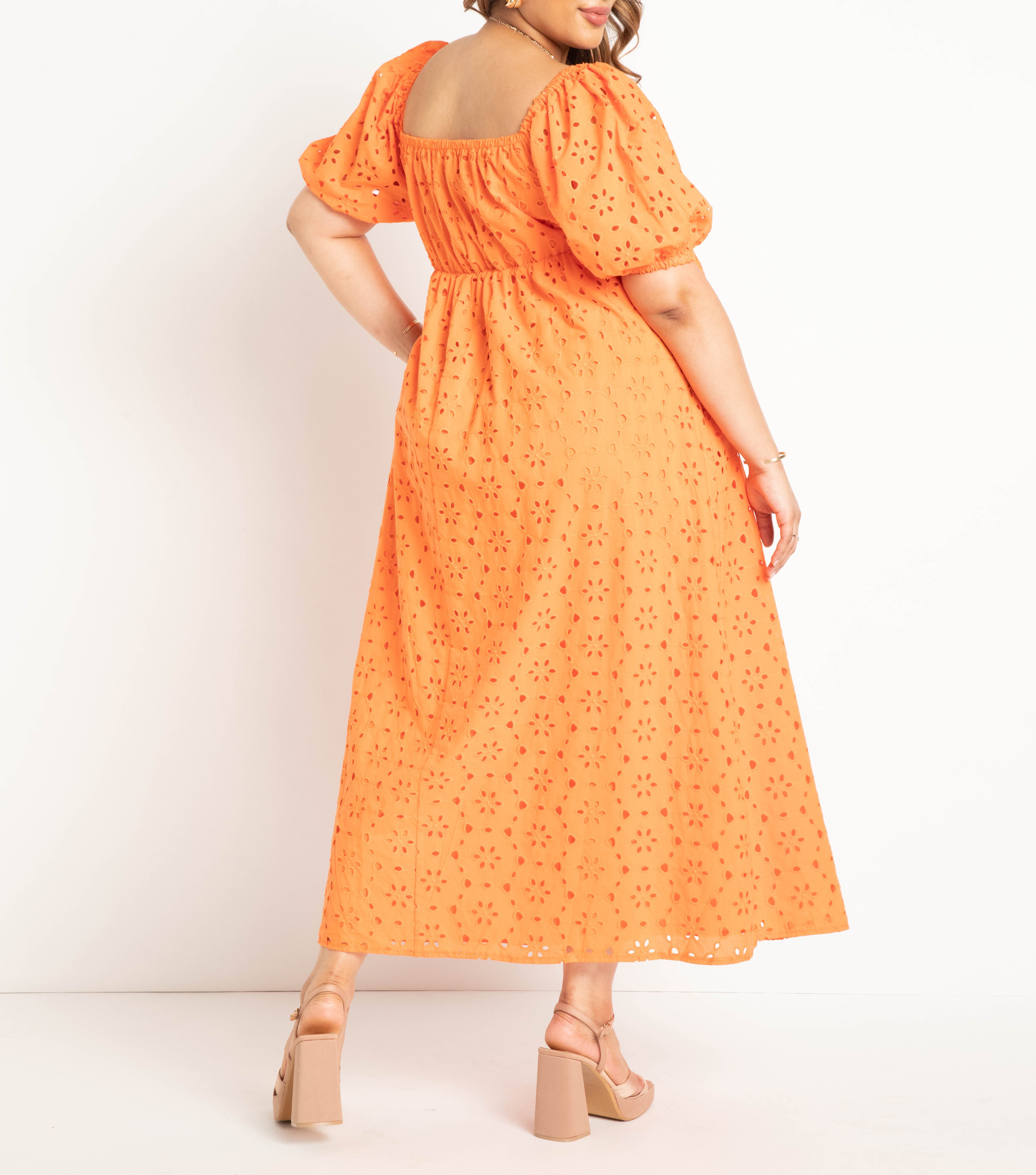 Eyelet Tie Front Maxi Dress, Firecracker / Coral, alternate image number 1