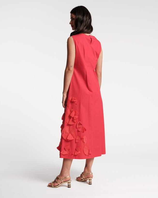 Origami Flower Dress, Red / Red, alternate image number null