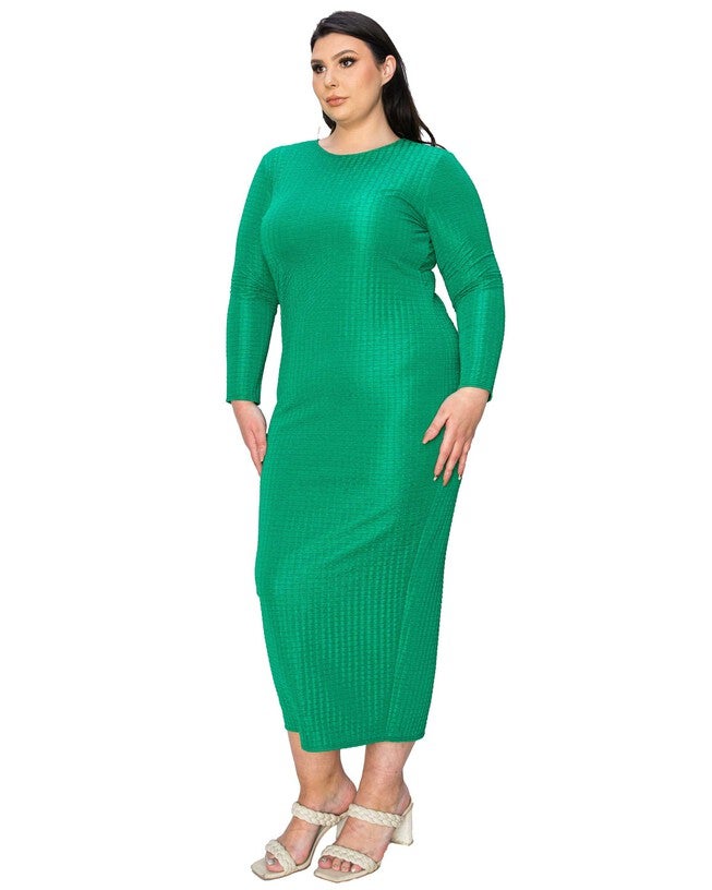 KYLO TEXTURED BODYCON DRESS, Kelly / Kelly Green, alternate image number 2