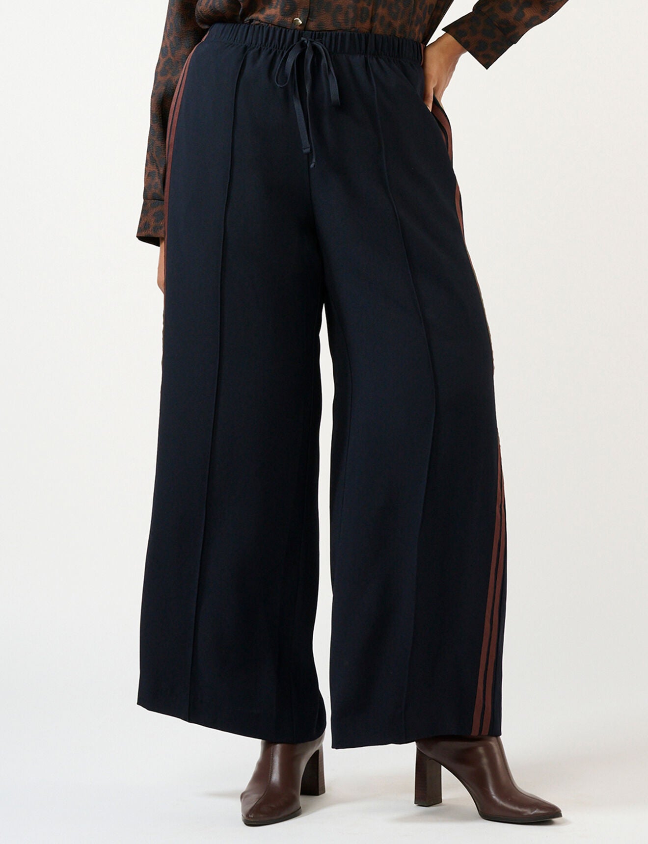 Jesse Striped Relaxed Pant, NavyChoc / Brown, hi-res image number 0