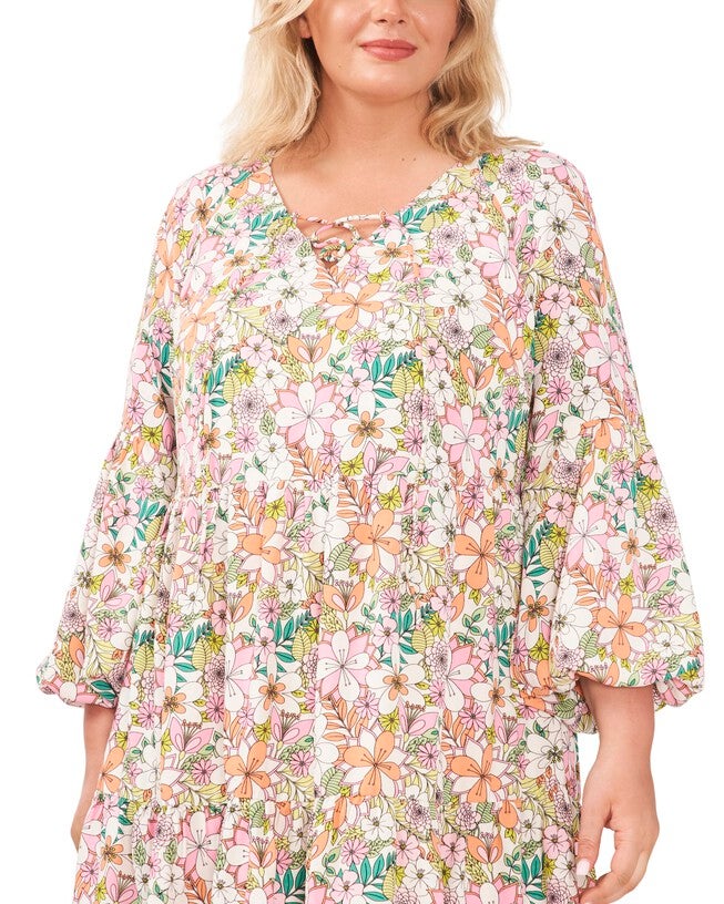 Emily Balloon Sleeve Tiered Dress, , alternate image number 3