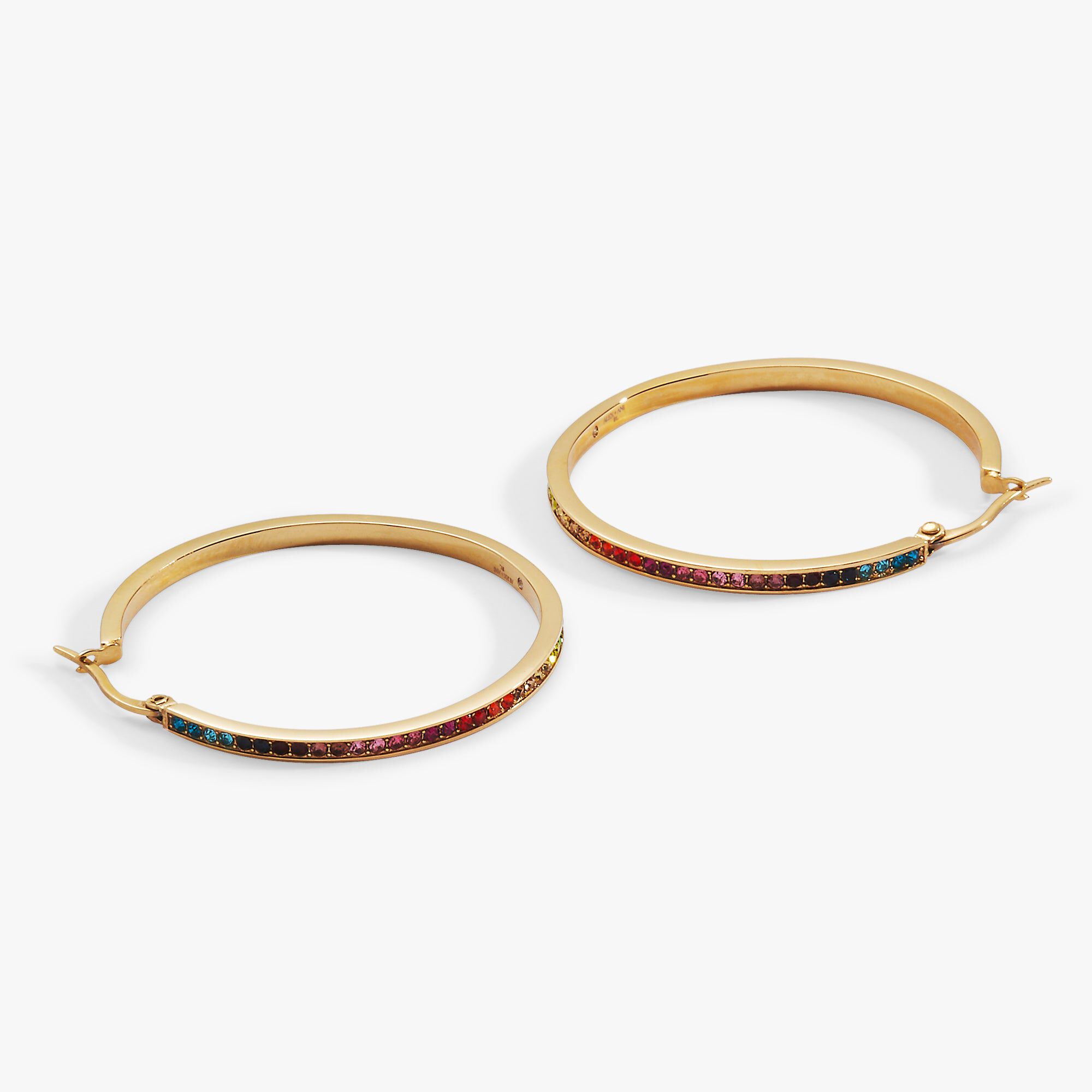 Rainbow Ombre Pave Hoop, Gold / Gold, alternate image number 1