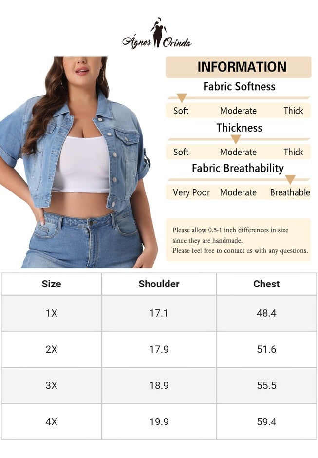 SHORT SLEEVE WASHED CROPPED DENIM JACKET, Light Blue / Light Blue, alternate image number null