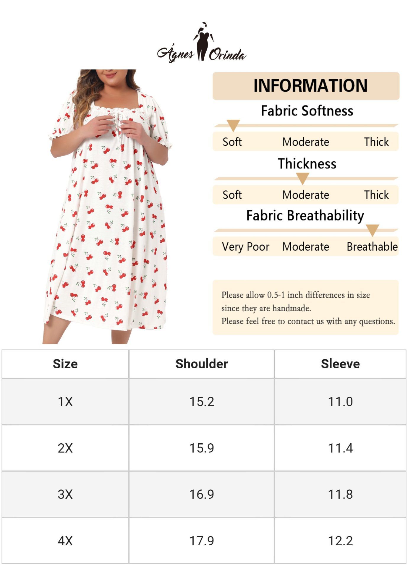 Cherry Ruffle Princess Nightdress, White / White, alternate image number 4