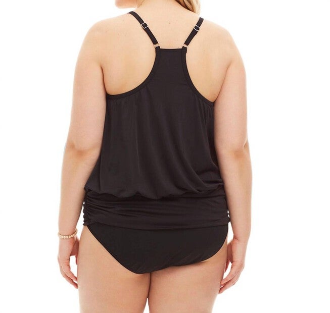 LUXURY RACERBACK TANKINI TOP WITH MATCHING TANKINI BOTTOM, Black / Black, alternate image number 1