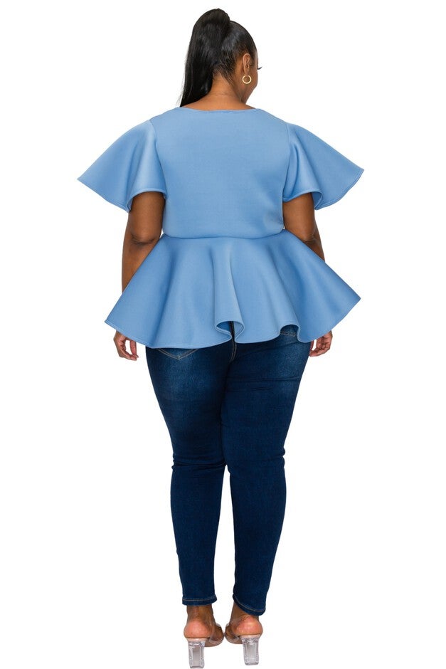 Siobhan Peplum Top, Denim / Light Blue, alternate image number null