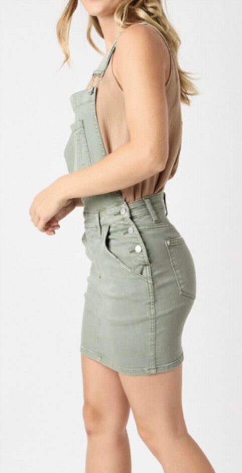 OVERALLS SKIRT IN SAGE, Sage / Sage Green, hi-res image number null