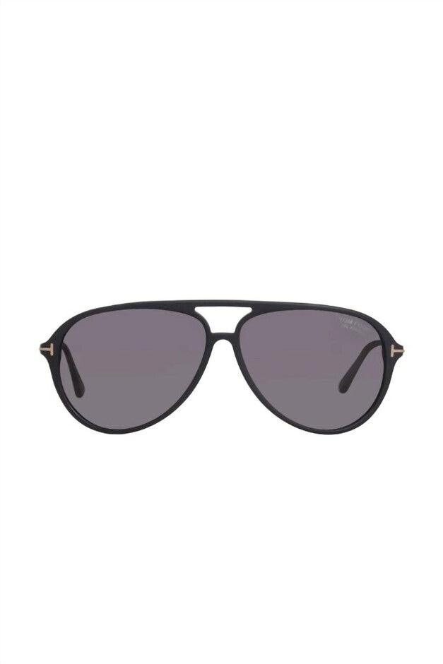 SAMSON AVIATOR PLASTIC SUNGLASSES WITH GREY POLARIZED LENS IN MATTE BLACK, Matte Black / Black, hi-res image number null
