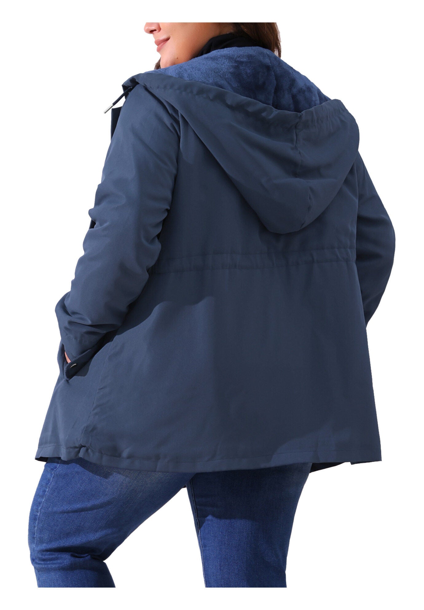 Waterproof Fleece Lined Rain Jacket Hooded Windbreaker Coat, Navy Blue / Navy, alternate image number 3