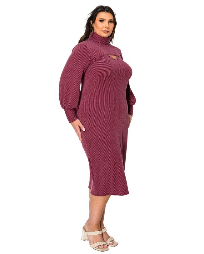 ASTER TWO PIECE SWEATER DRESS SET, Burgundy / Burgundy, alternate image number 1
