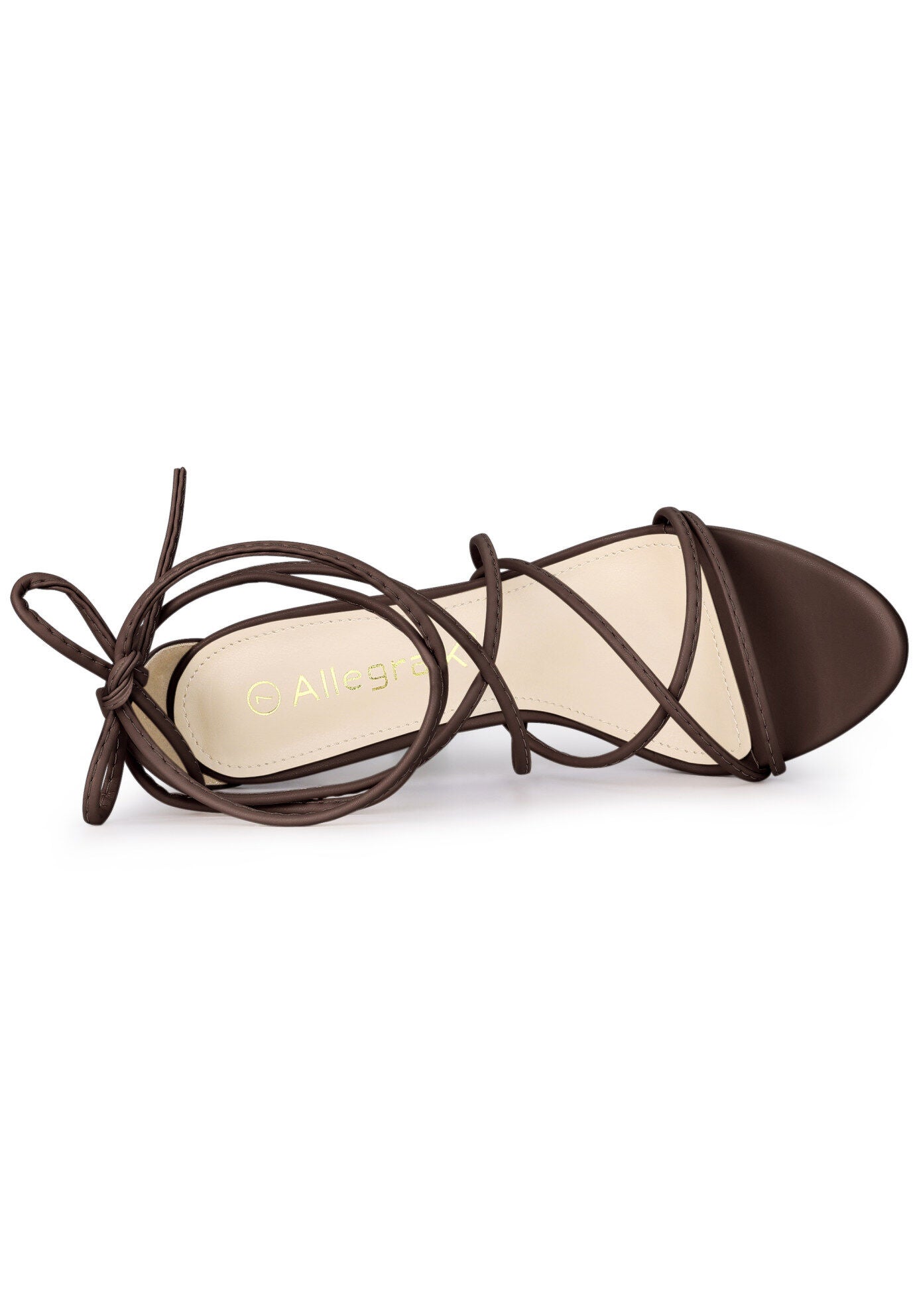Strappy Heels Lace Up Stiletto Heel Sandals, Coffee / Brown, alternate image number 1