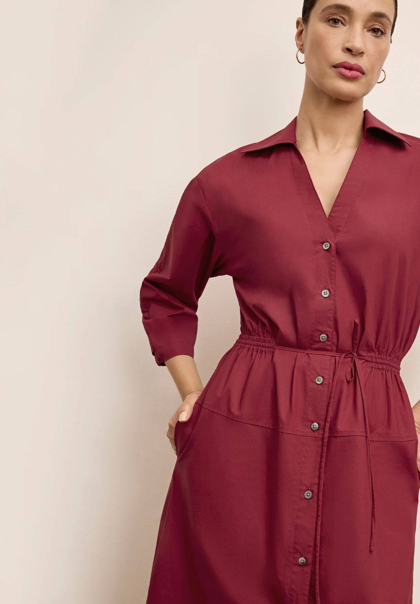 Boden Al Fresco Dress - Cotton Poplin, Cinnabar / Red, alternate image number 1