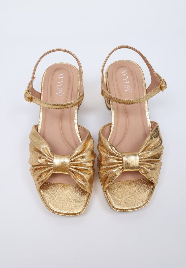 Darcy Pleated Platform Sandals, Metallic Gold / Gold, alternate image number 2