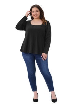 Party Glitter Square Neck Shiny Sparkle Blouses