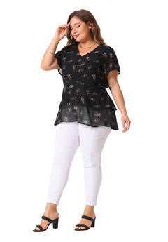 Short Sleeve Layered Casual Floral Blouse Summer Top