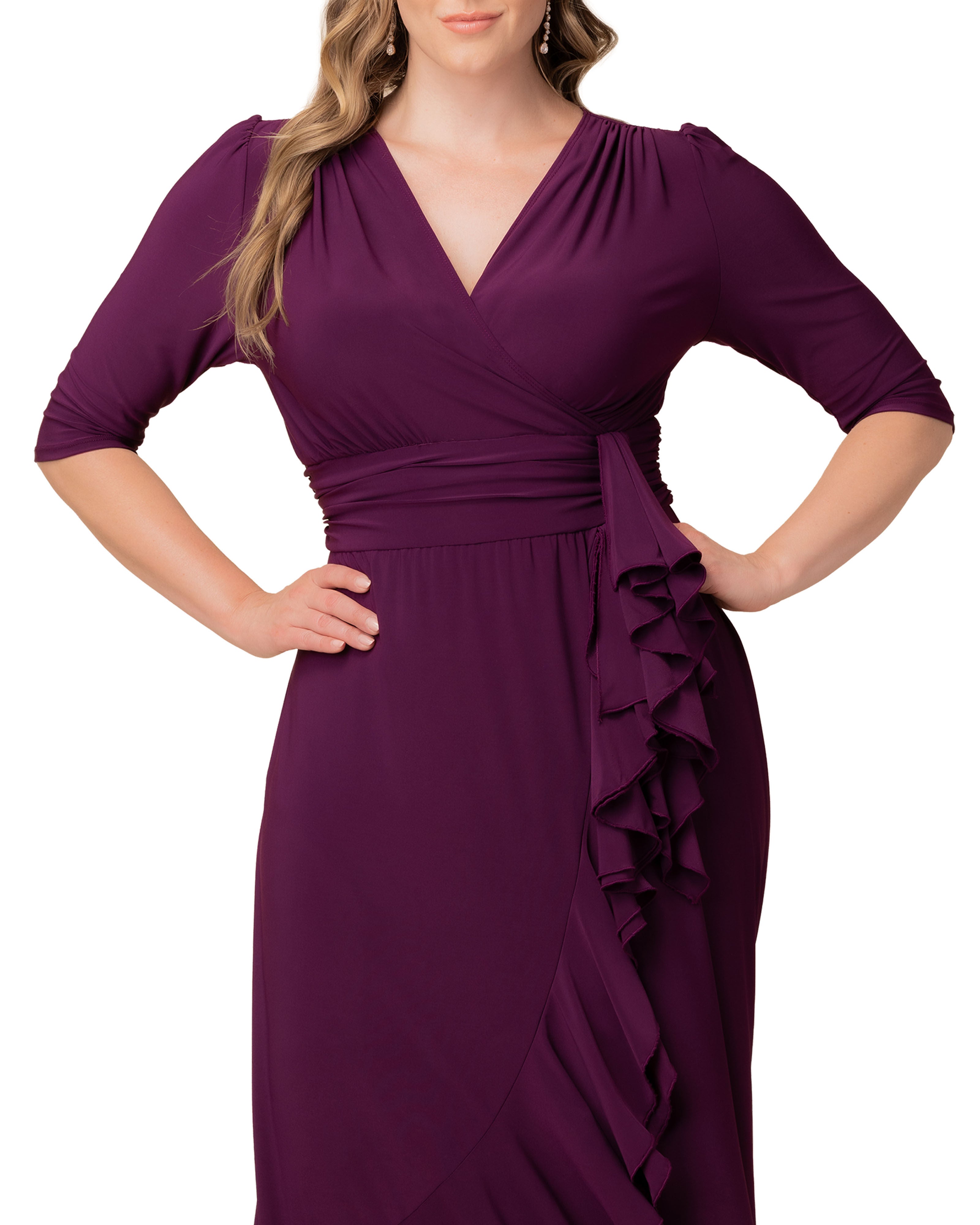 Veronica Ruffle Evening Gown, PLUM PASSION / Purple, alternate image number 2