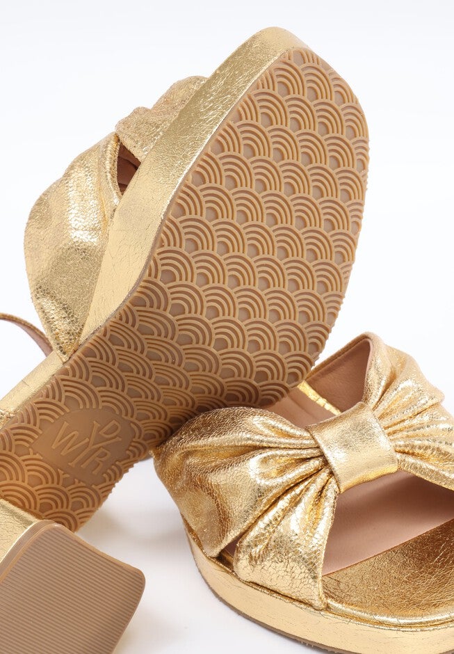 Darcy Pleated Platform Sandals, Metallic Gold / Gold, alternate image number 3