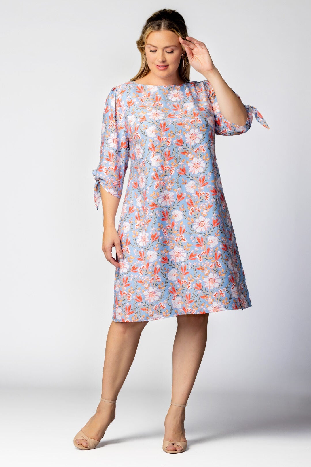 Manhattan Shift Dress, Sky Blue Blooms / Azure Blue, hi-res image number 0