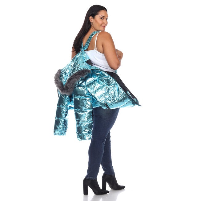 Metallic Puffer Coat with Hoodie, , alternate image number 9
