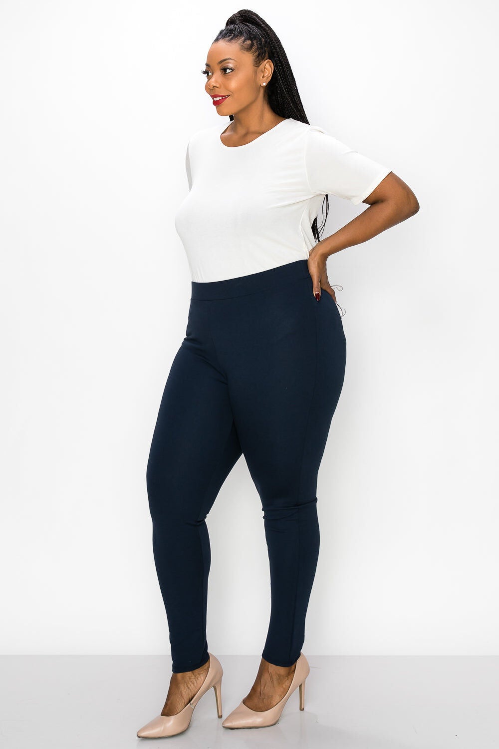 PREMIUM PONTE LEGGINGS, Navy / Navy, alternate image number 1