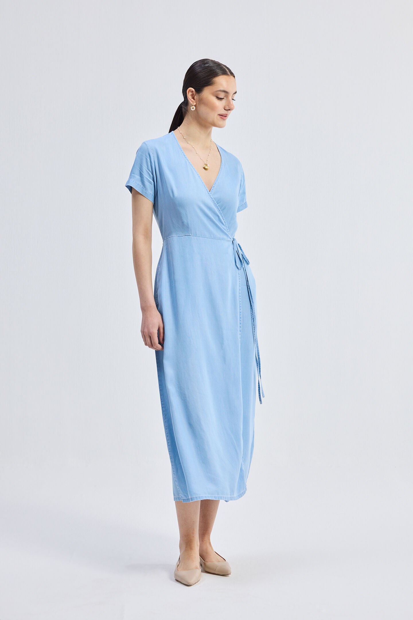 Maxi Wrap Dress in Light Blue, Ocean Blue / Light Blue, alternate image number 6