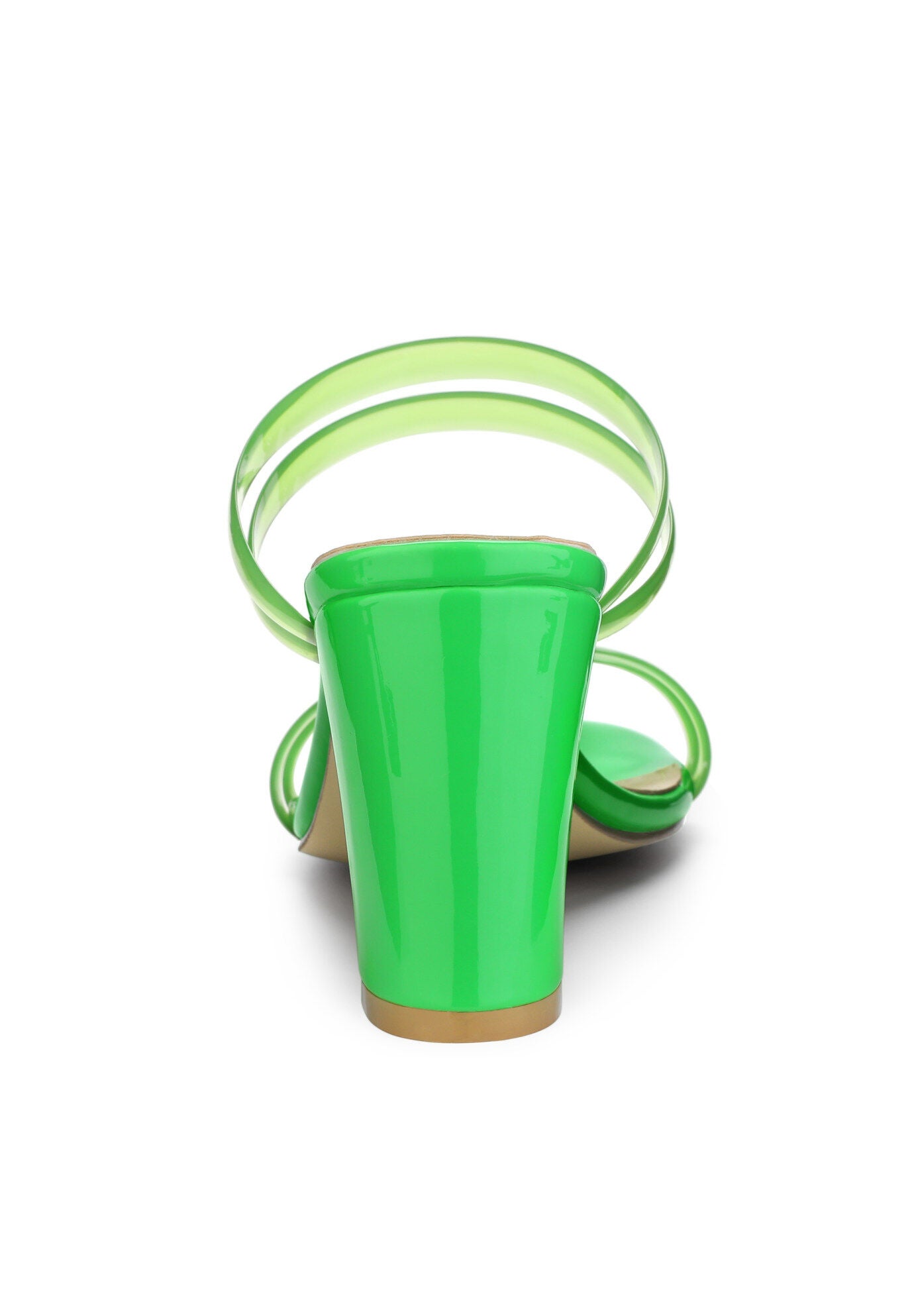 Strappy Slides Mules Block High Heel Sandal, Green / Kelly Green, alternate image number 2