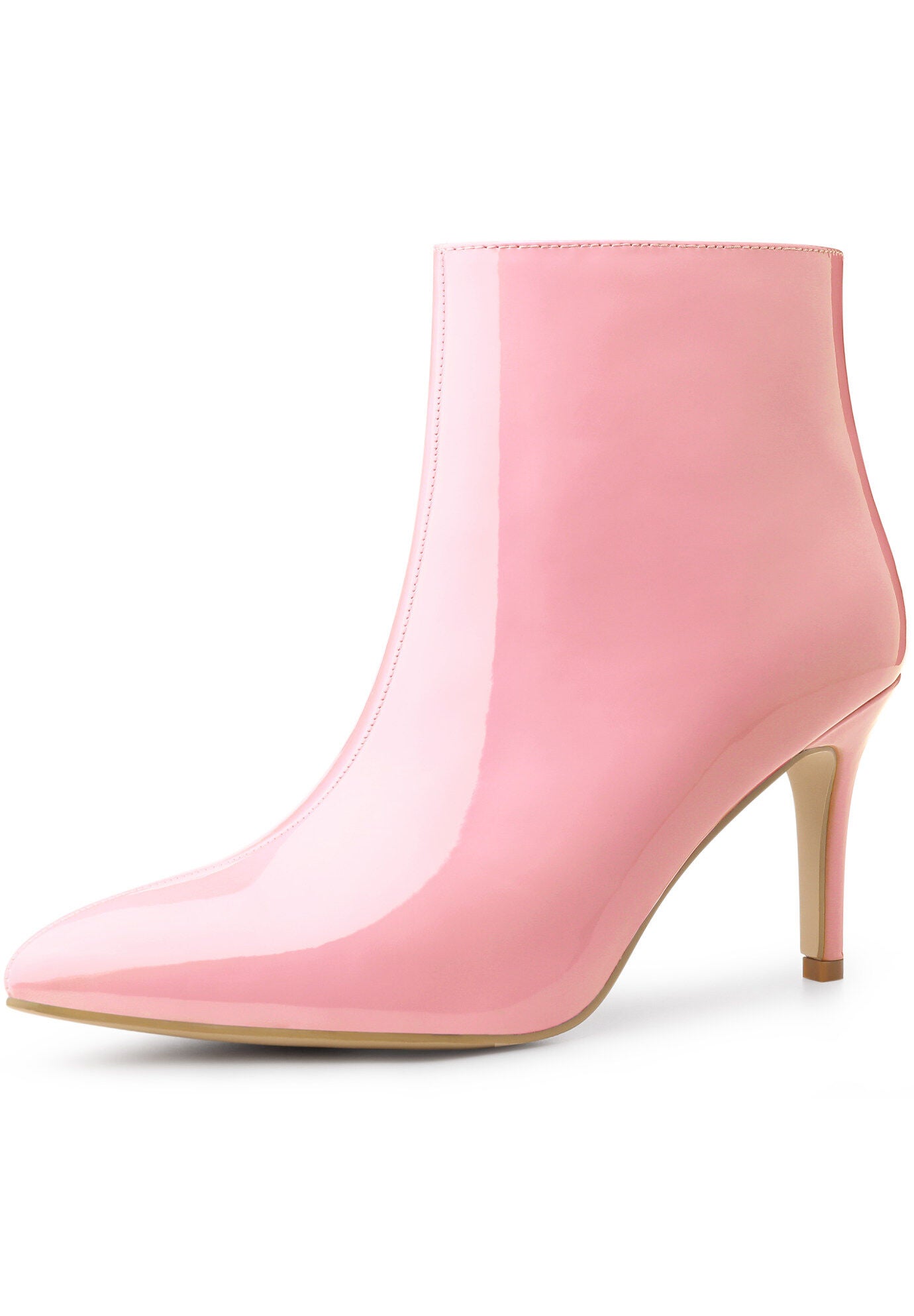 POINTED TOE STILETTO HIGH HEEL DRESS BOOTS, Baby Pink / Pink, hi-res image number 0