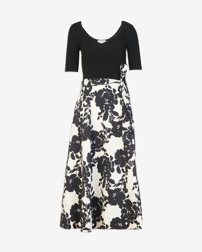 Short Sleeve Josephina Dress, CreamBlack Multi Shadow Bloom Multi / Navy, hi-res image number null