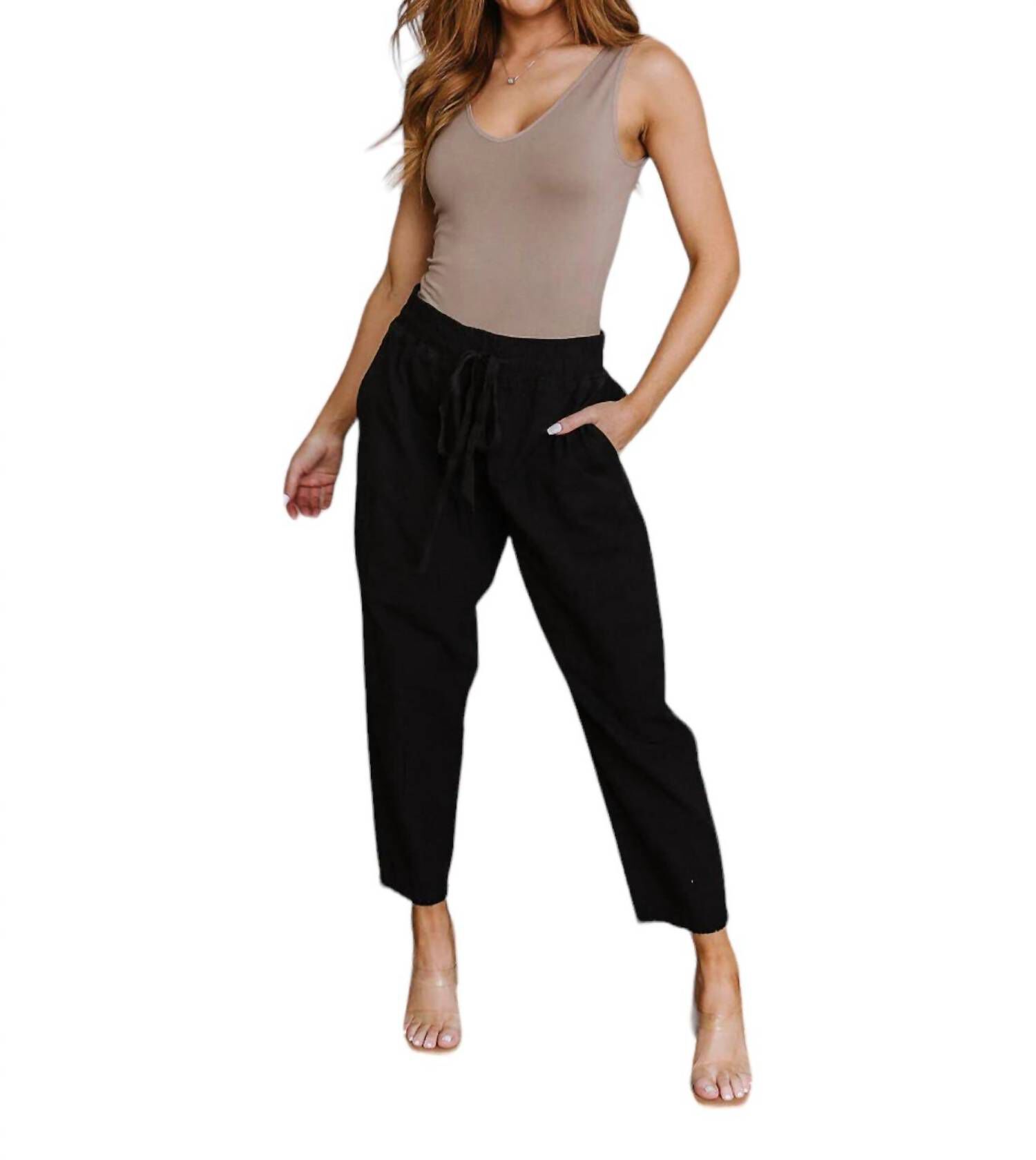 LOVE ME DEARLY HIGH WAISTED PANTS, Black / Black, hi-res image number 0