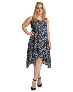 Ace Woven Chiffon Camo Print Tank Dress W Zip Up Back