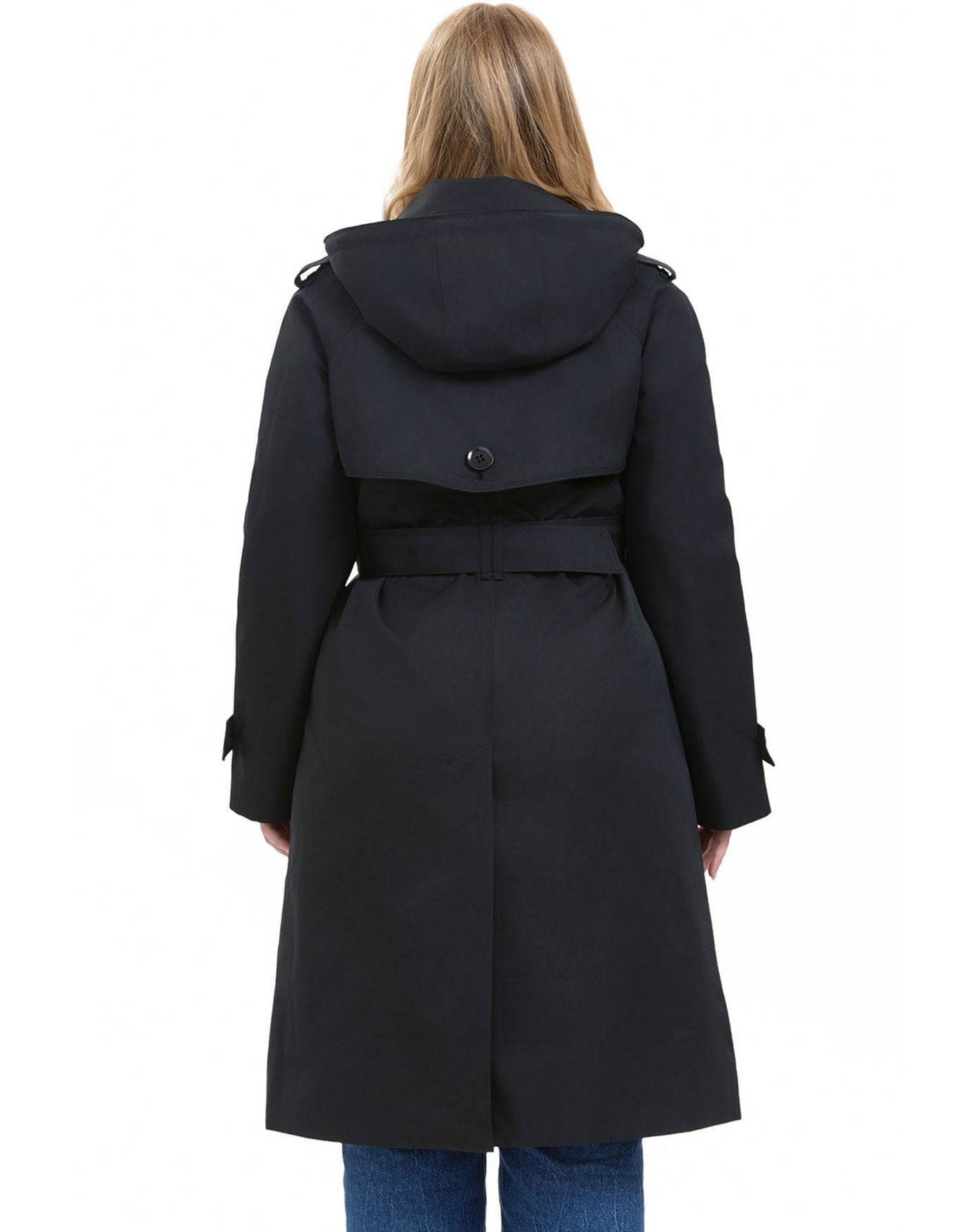 Water-Resistant Hooded Trench Coat, Black, alternate image number 3