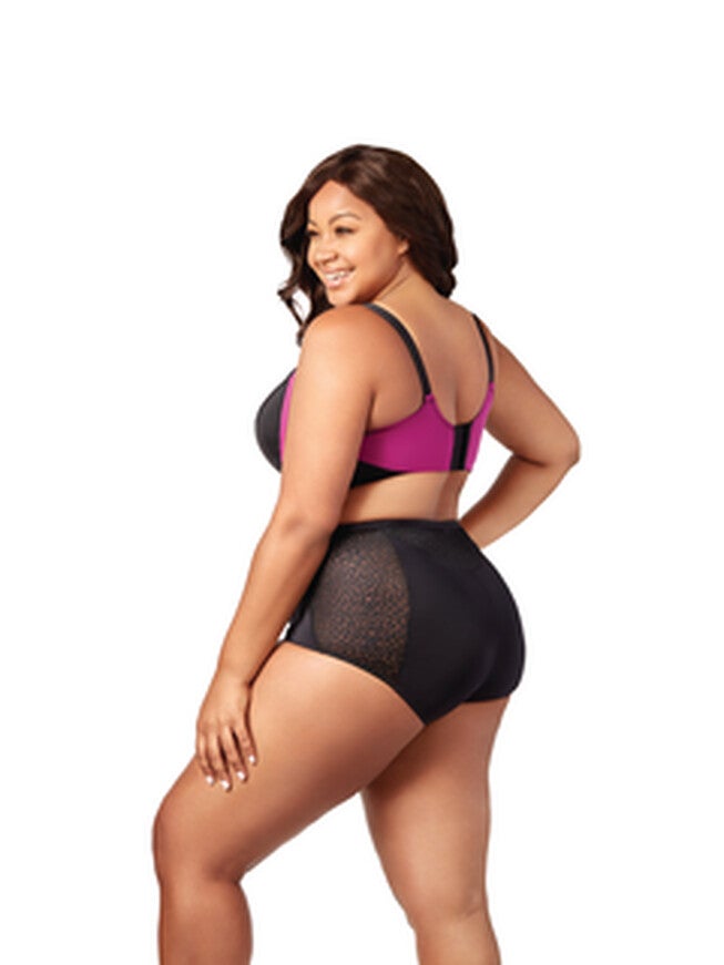 Microfiber Underwire Sports Bra, Black Fuchsia / Black, alternate image number 1