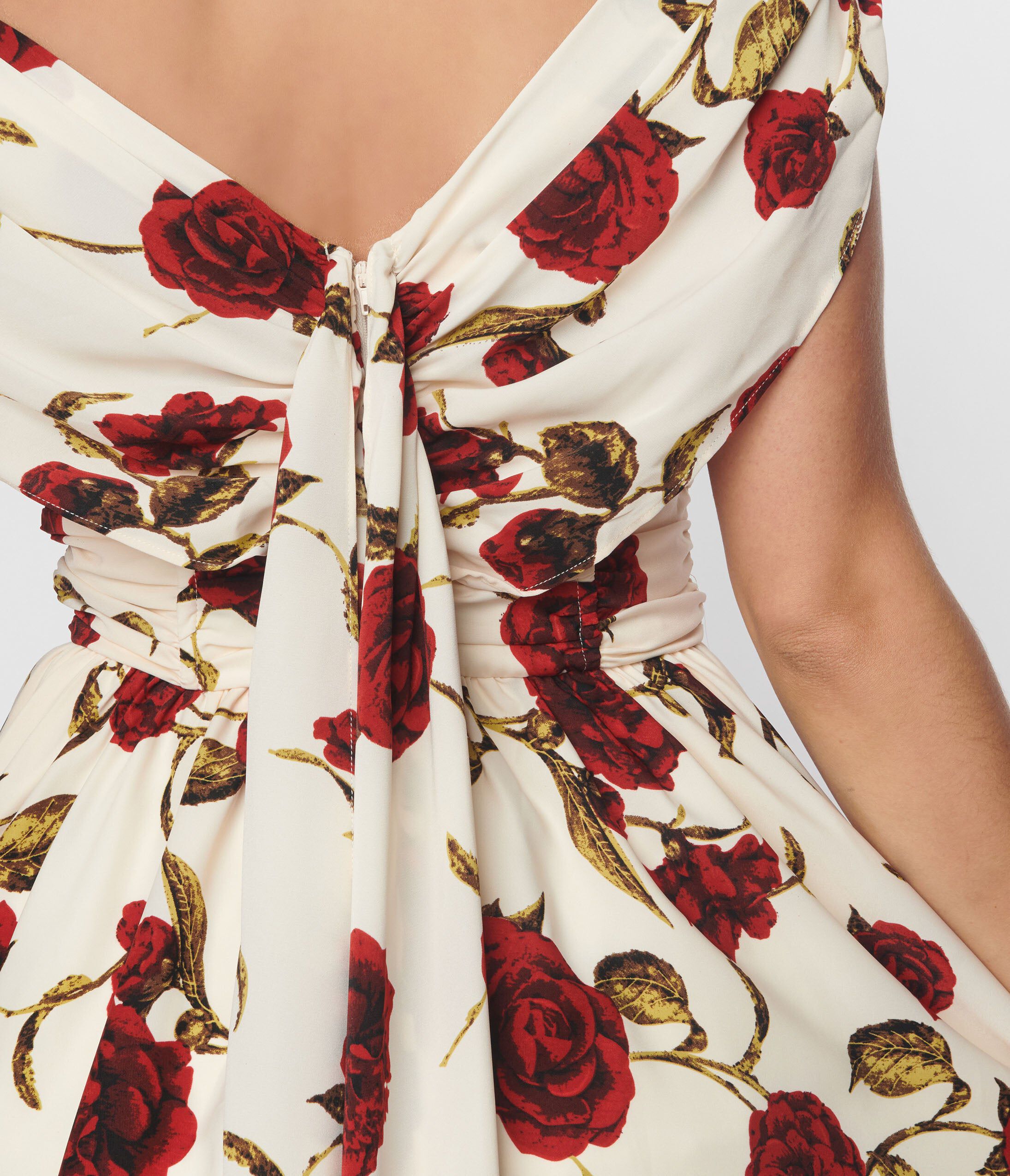 Unique Vintage White Red Roses Off The Shoulder Tea Length Dress Dia Co