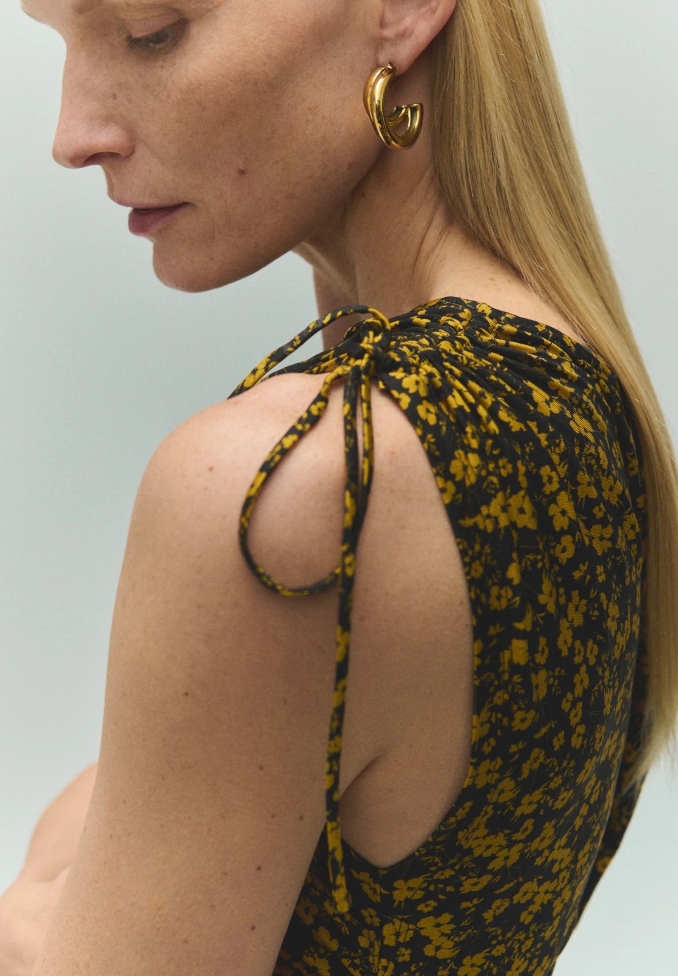 Aisling Slinky Dress - Printed Jersey, Bloom Print / Yellow, alternate image number 4