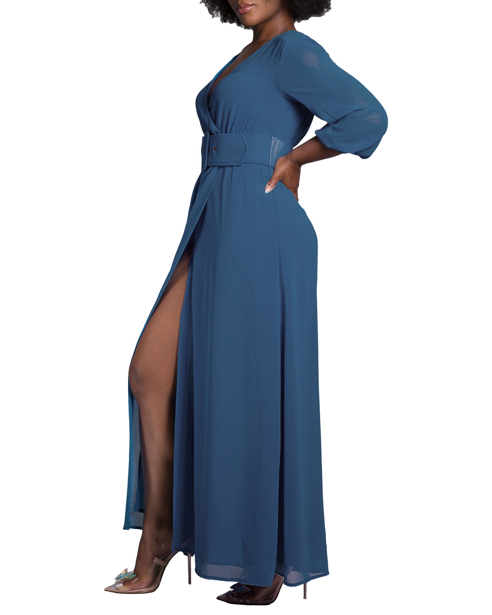 Tida Women&#39;s Plus Size Belted Surplice Maxi Dress, , alternate image number 8