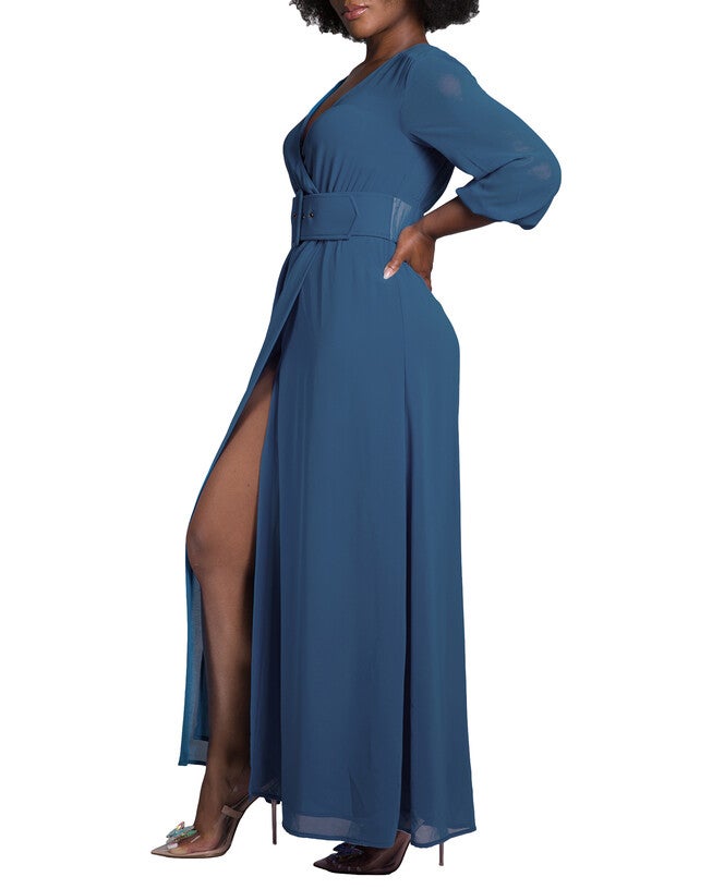 Tida Women's Plus Size Belted Surplice Maxi Dress, , alternate image number 8