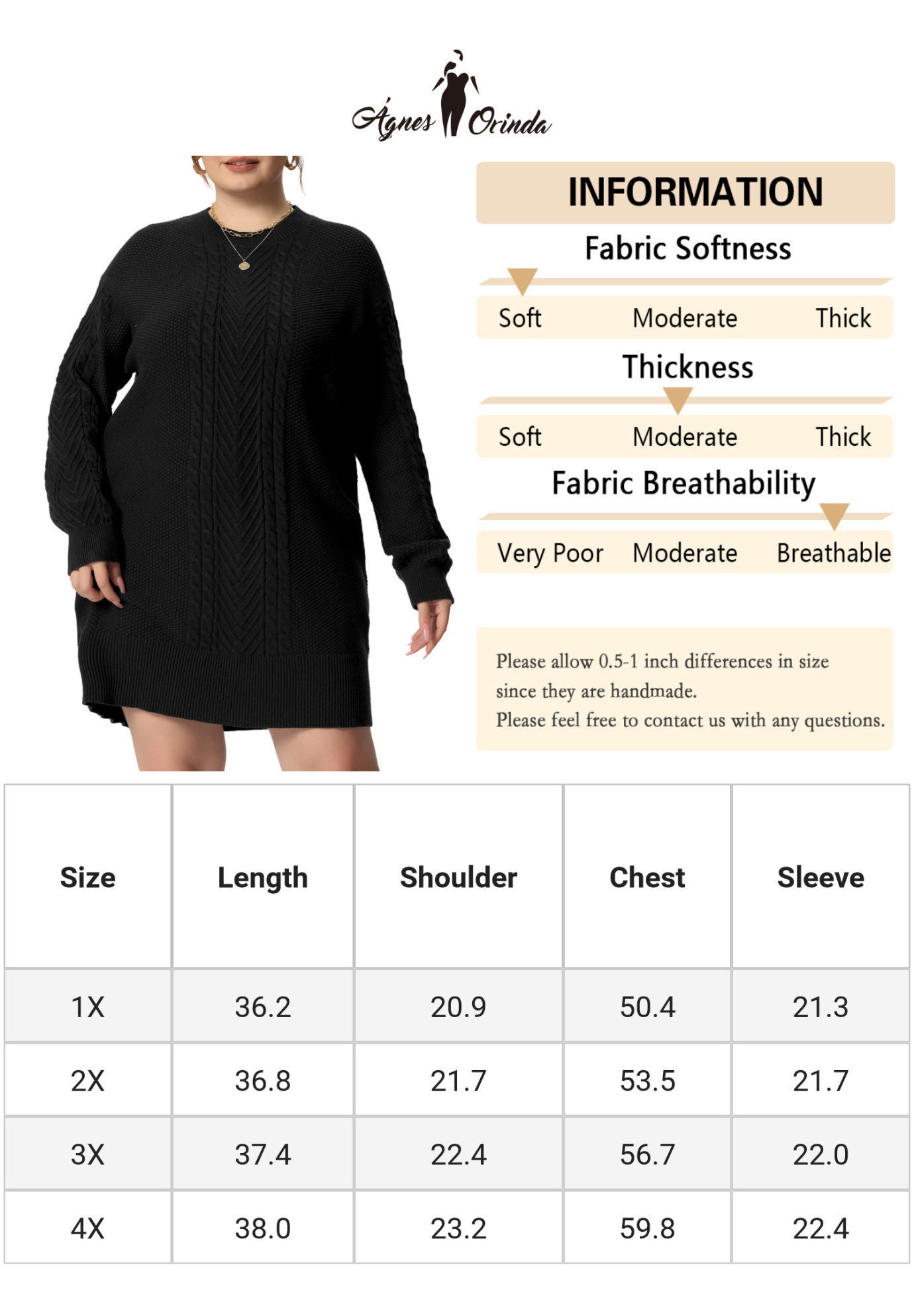 CREWNECK LONG SLEEVE KNIT TUNIC PULLOVER SHORT SWEATER DRESS, Black / Black, alternate image number 4