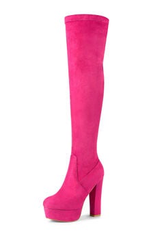 PLATFORM BLOCK HEEL OVER KNEE HIGH BOOTS